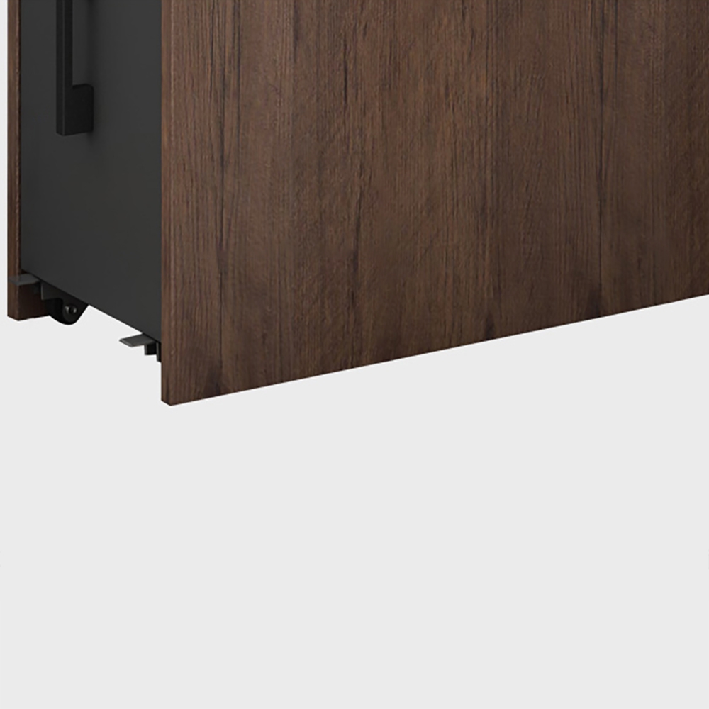 Modern Walnut Wooden End Table with Drawer & Shelf Side Table window image