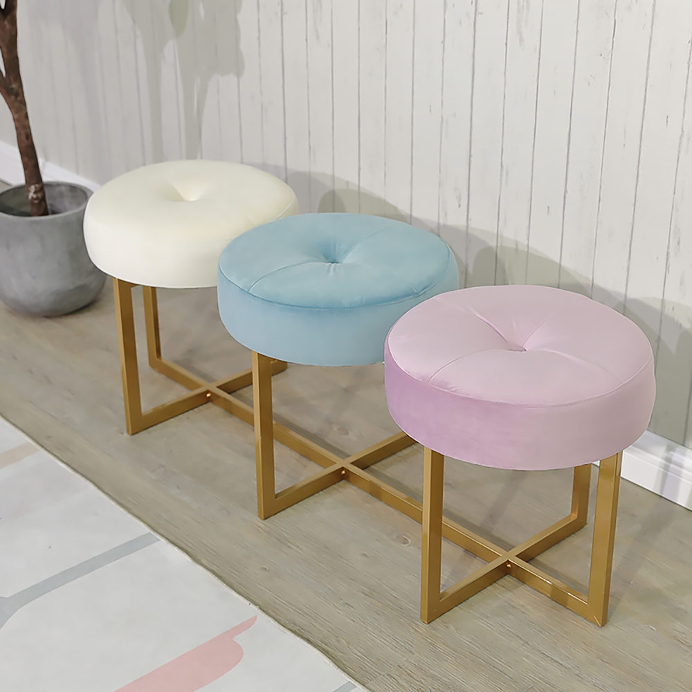 Nordic Bench Velvet Upholstered Bench Tree-In-One Chair Bench in Gold Finsh window image