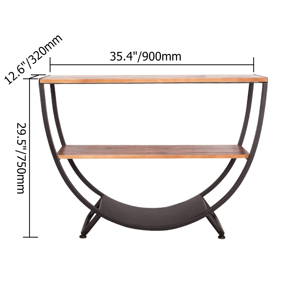 Modern Semi-Circular Side Table with Iron Frame window image