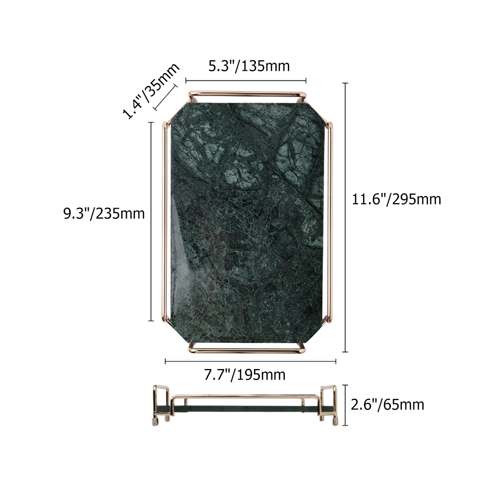 Nordic Metal Octagonal Desk Organizer Storage Marble Tray with Handles window image