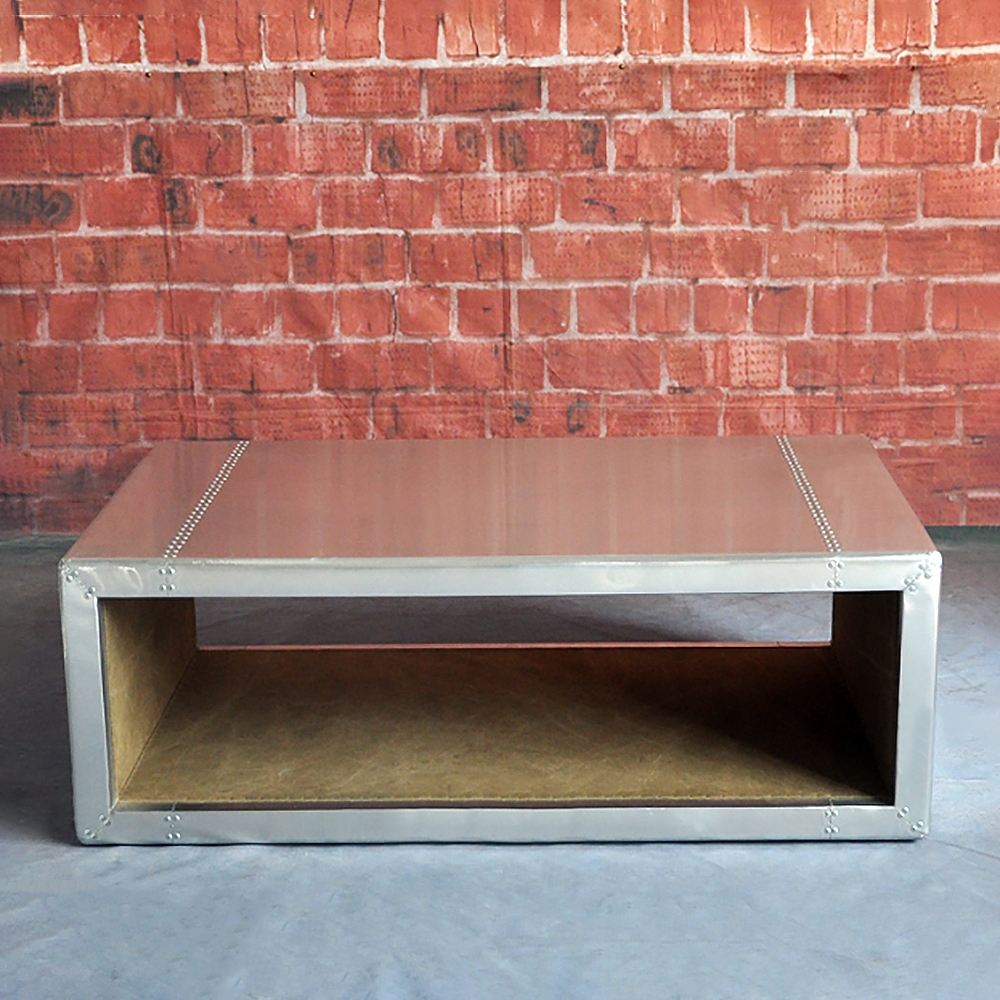 Industrial Coffee Table with Storage in Hollow-Frame Structure window image