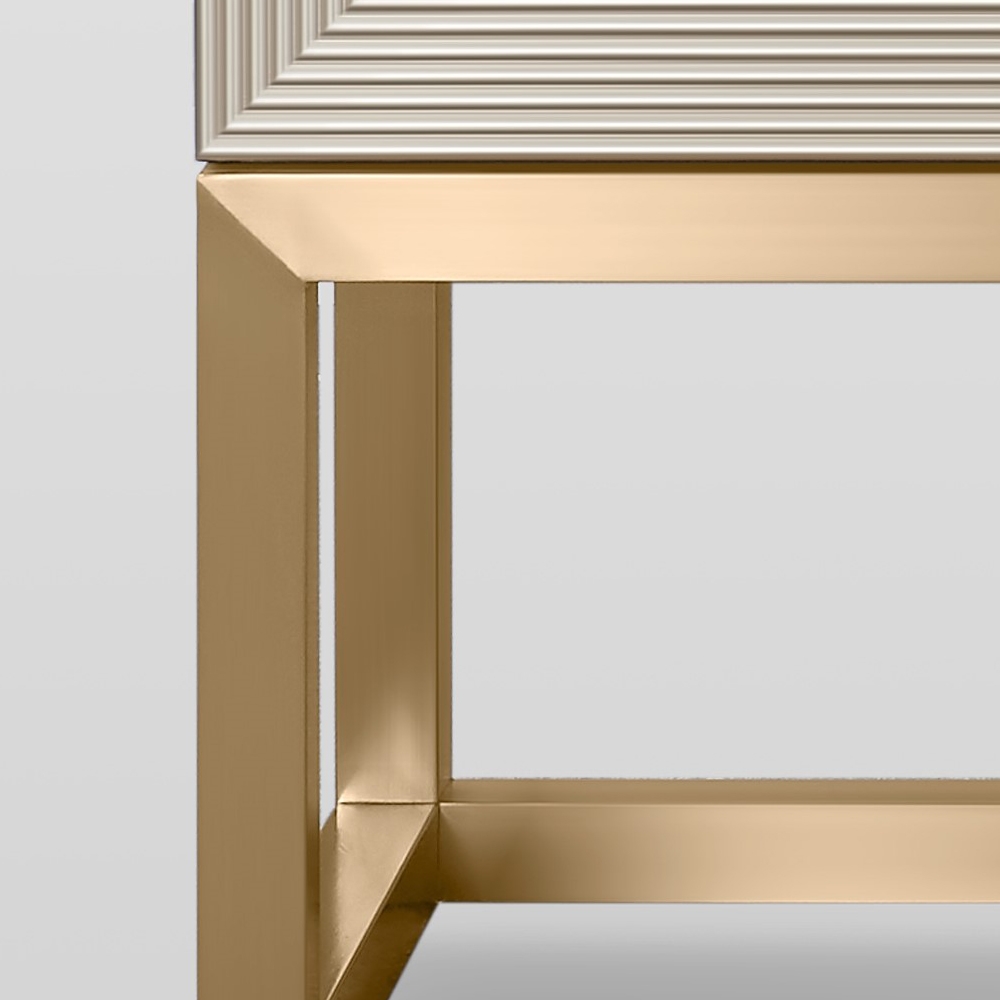 59" Modern Cabinet 3-Door Accent Storage Gold Finish window image