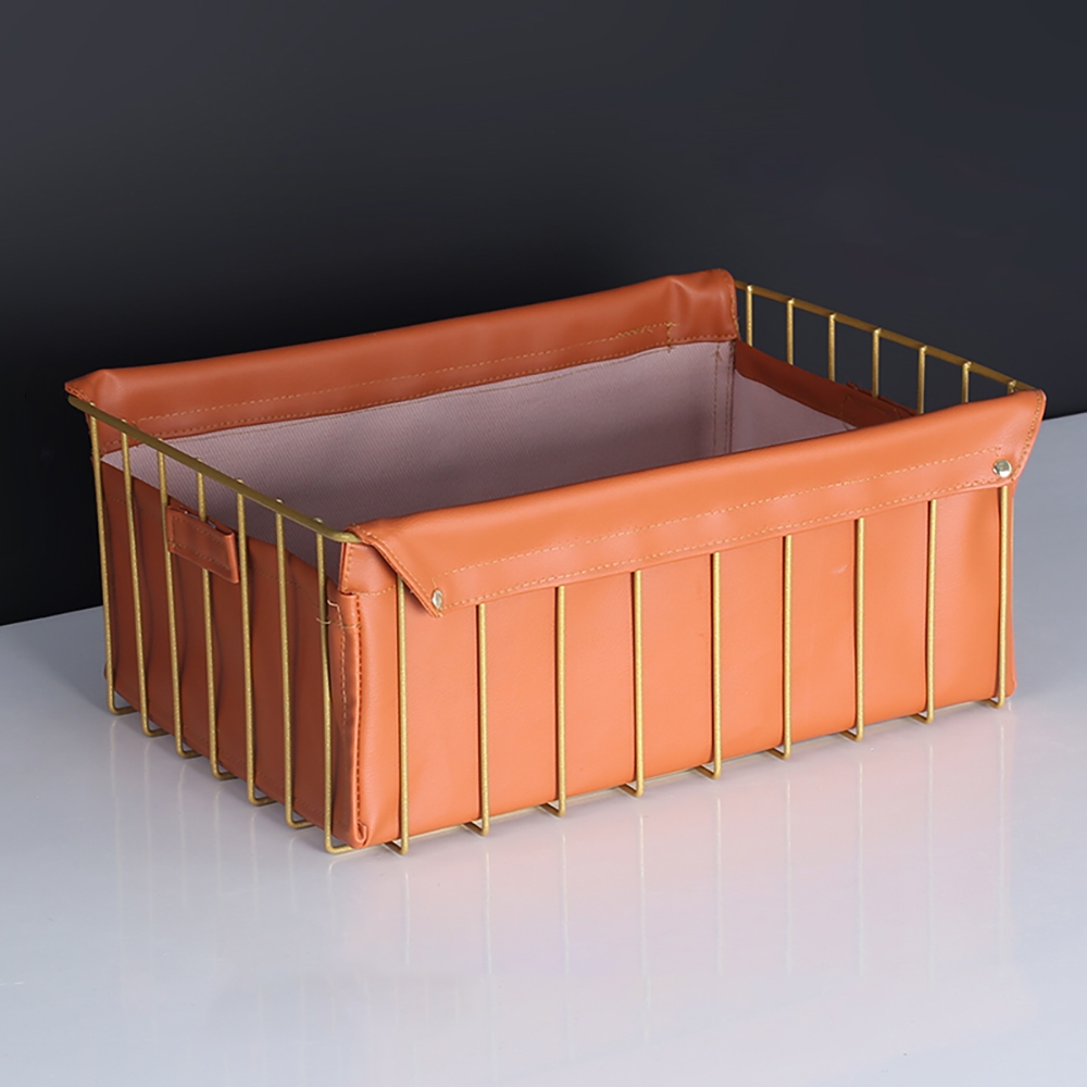 Contemporary Gold Desk Organizer in Metal & Leather window image