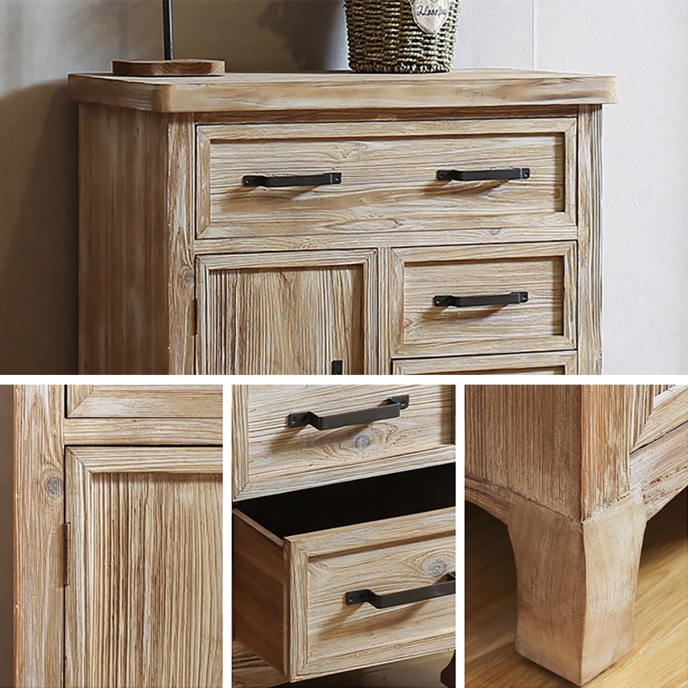 Rustic Wood Cabinet 4 Drawers & 1 Door in Distressed Natural window image