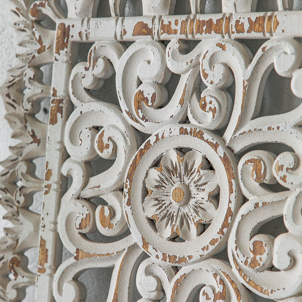 European Style Hollow-Out Carved White Flower Wall Decor Art window image