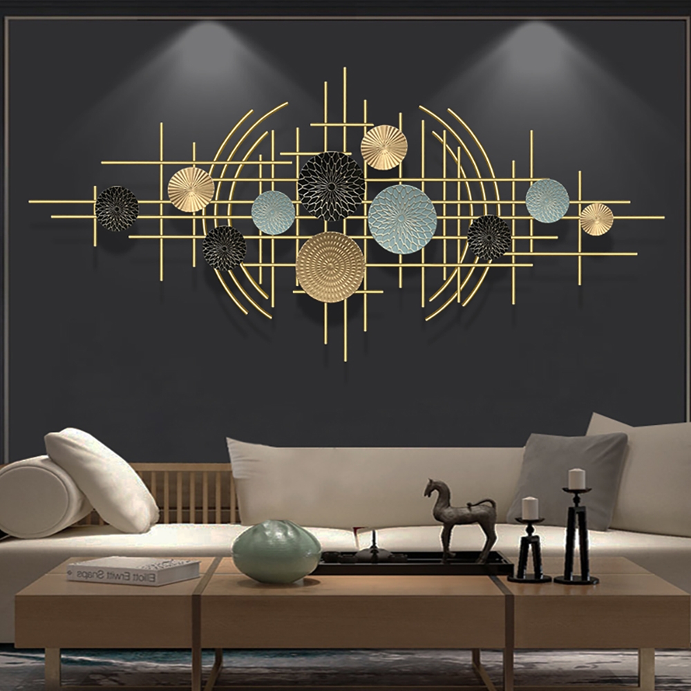 3D Nordic Style Geometric Round Metal Wall Decor Light Luxury window image