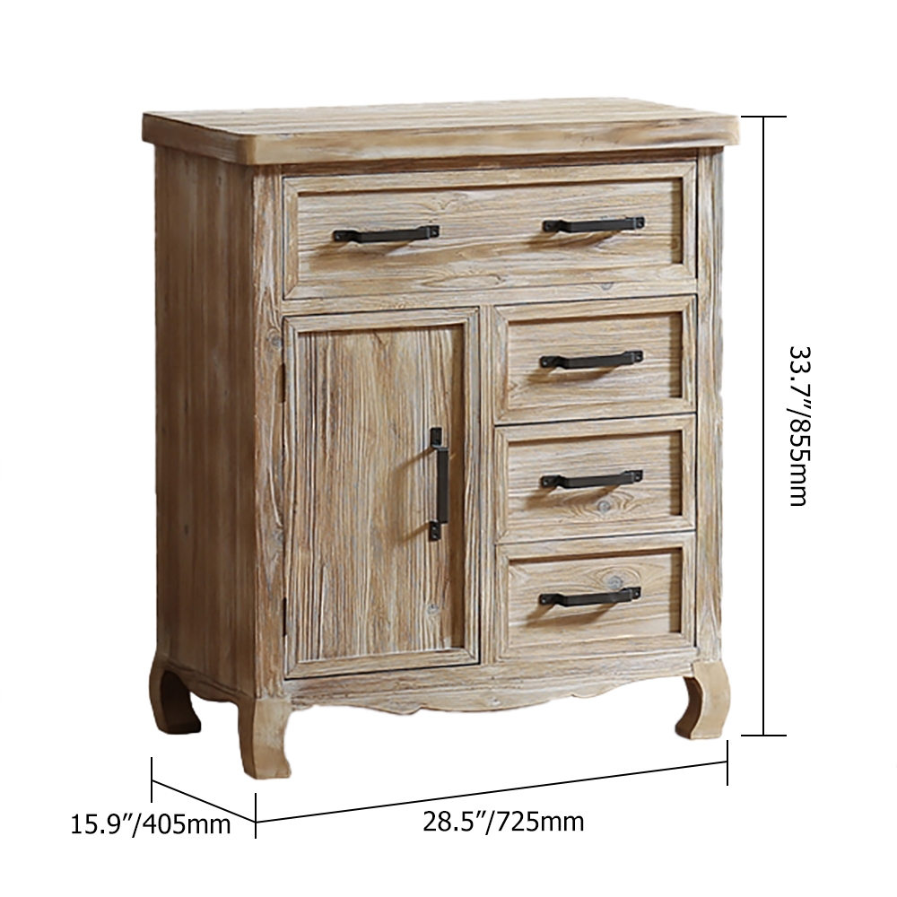 Rustic Wood Cabinet 4 Drawers & 1 Door in Distressed Natural window image