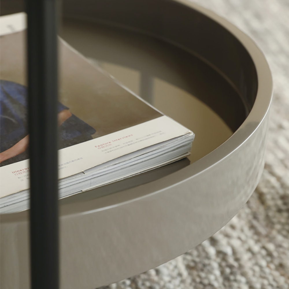 Modern Coffee Table with Shelf Tempered Glass Top & Metal Frame window image