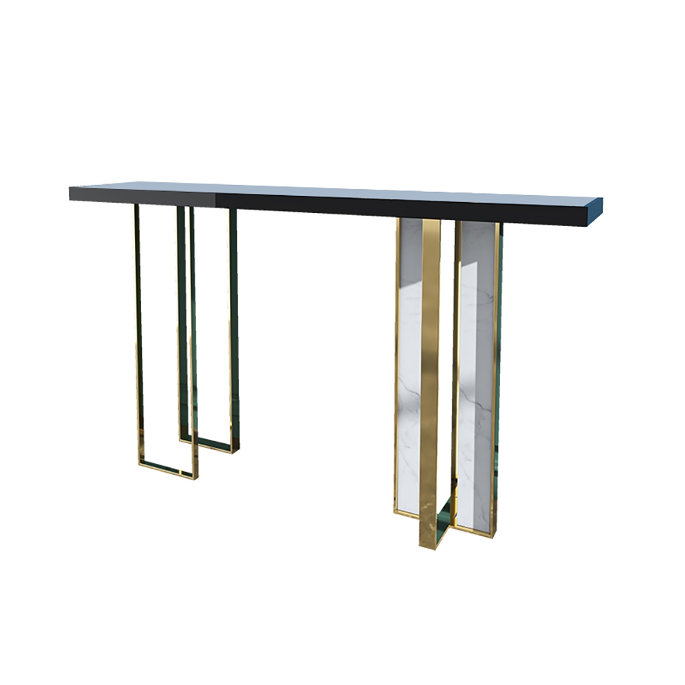 39.4" Narrow Console Table with Sintered Stone Top Metal Frame Entryway Table window image