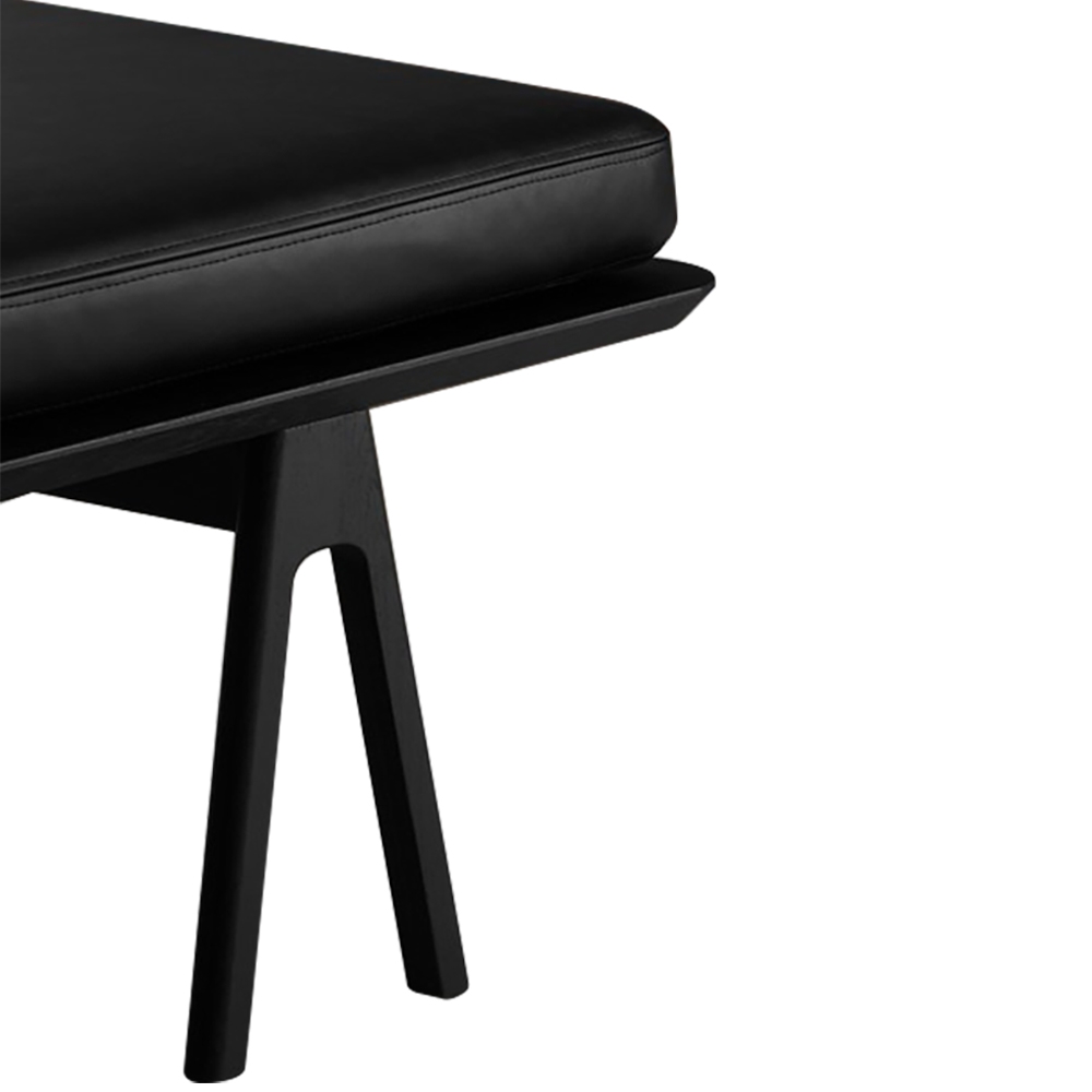 47.2" Nordic Bench Black Upholstered PU Leather Bench window image