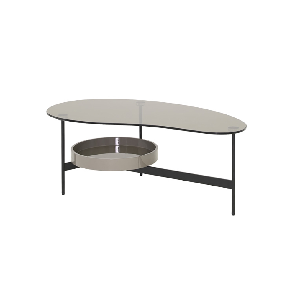 Modern Coffee Table with Shelf Tempered Glass Top & Metal Frame window image