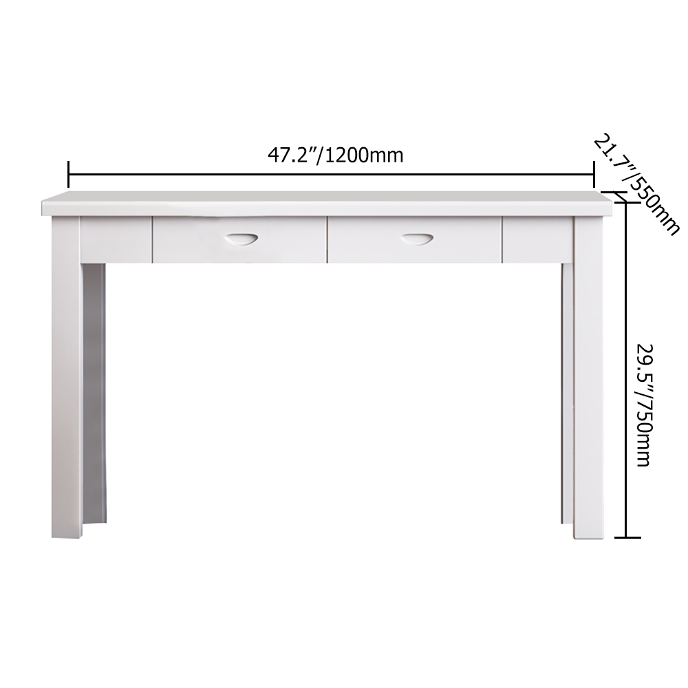 Modern White Rectangular Home Office Desk with Drawers Wooden Desk window image