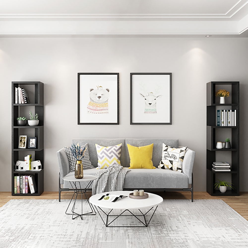 Contemporary Geometric Bookshelf in Black 70" window image