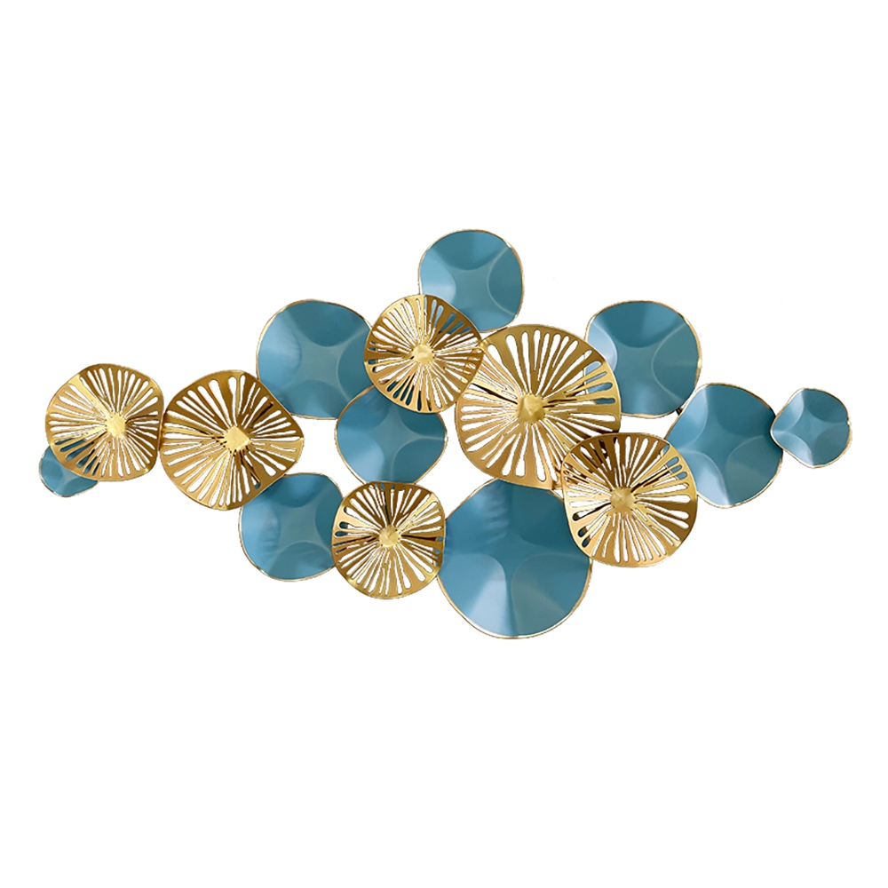 1200mm x 580mm Metal Lotus Leaves Home Wall Art Decor Blue&Gold window image