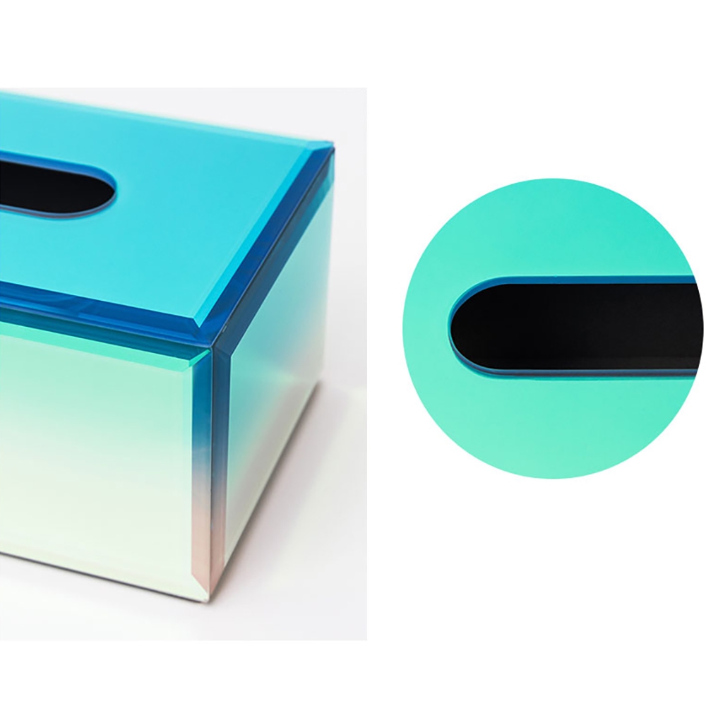 Contemporary Rectangular Desk Organizer Tissue Box Cover in Glass window image