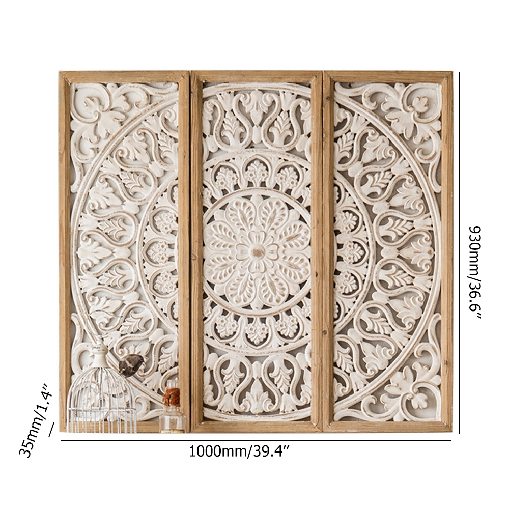3 Pieces French Style Carve Pattern Wood Wall Decor Set window image