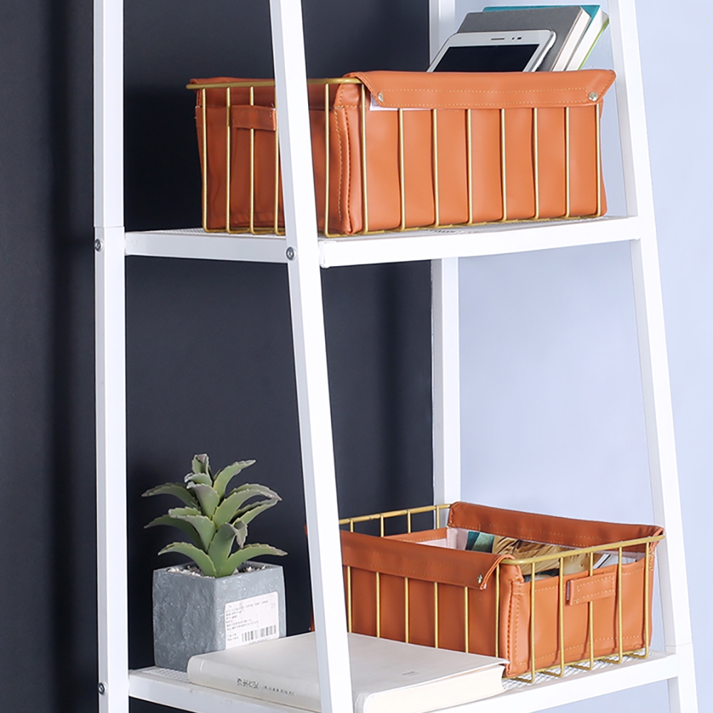 Contemporary Gold Desk Organizer in Metal & Leather window image