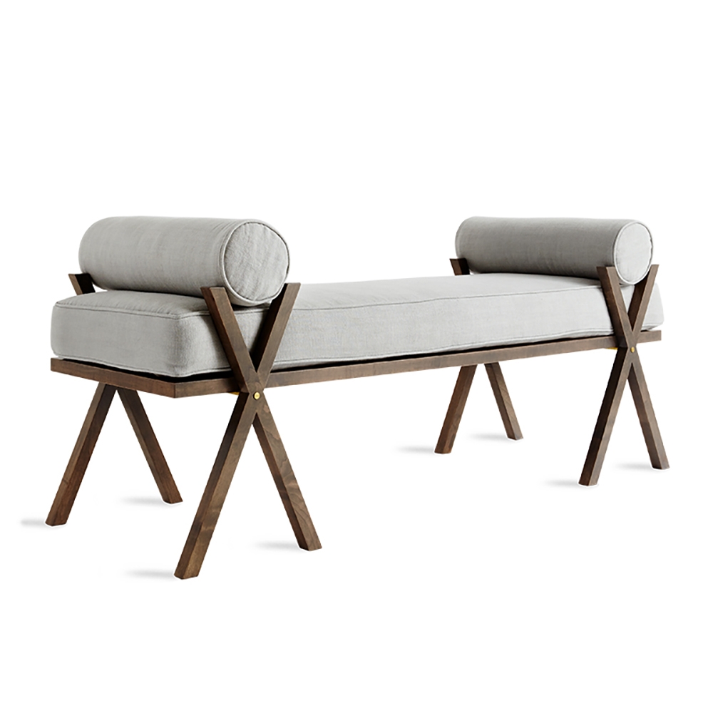 1000mm Retro Grey Bench Upholstered Cotton & Linen Bench Pillow Included window image