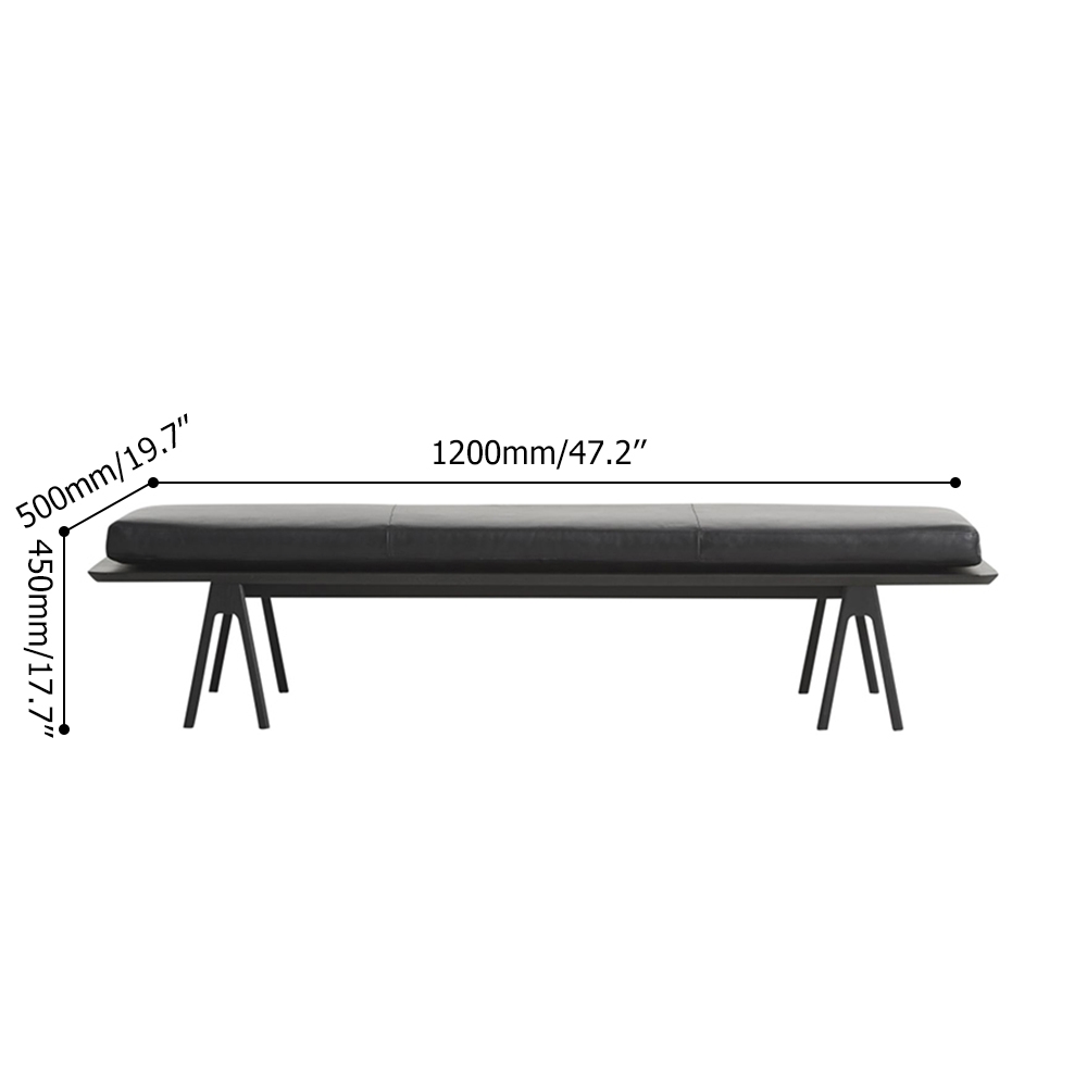 47.2" Nordic Bench Black Upholstered PU Leather Bench window image