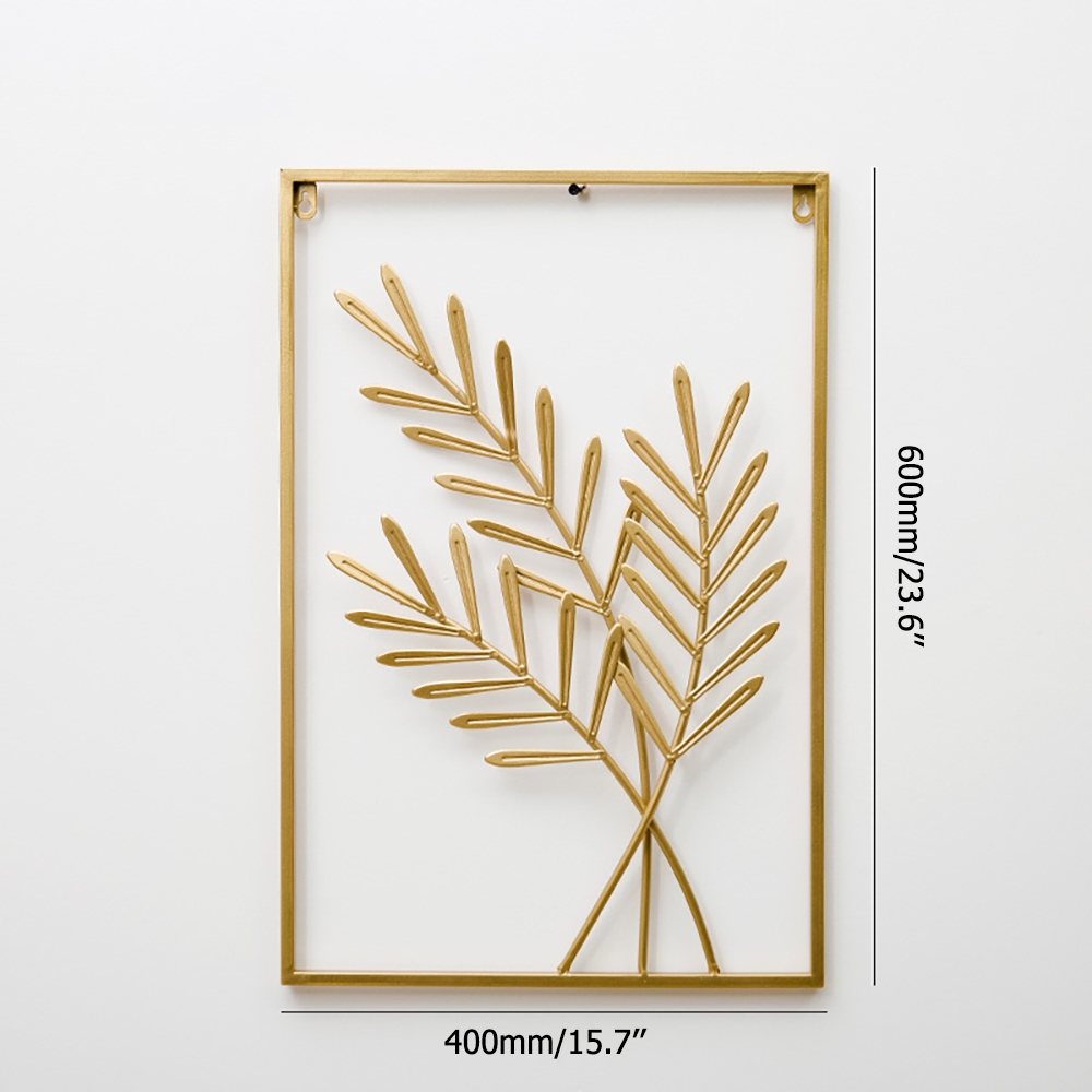 Rectangular Farmhouse Metal Wheat Leaves Home Wall Decor Art window image