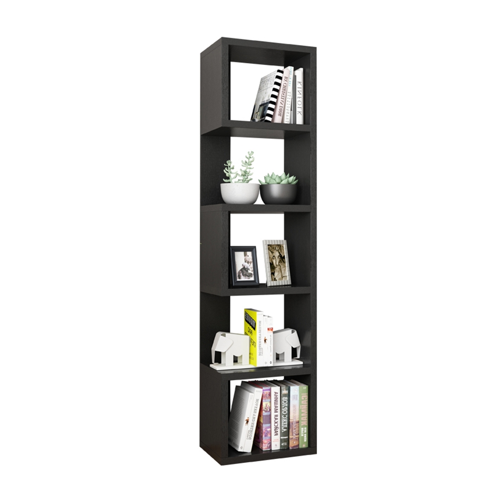 Contemporary Geometric Bookshelf in Black 70" window image