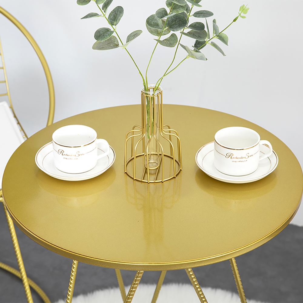 Modern Gold Round End Table Metal Side Table window image