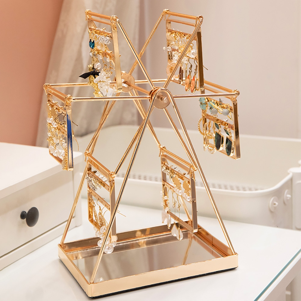 Modern Gold Ferris Wheel Jewelry Display Desk Organizer window image