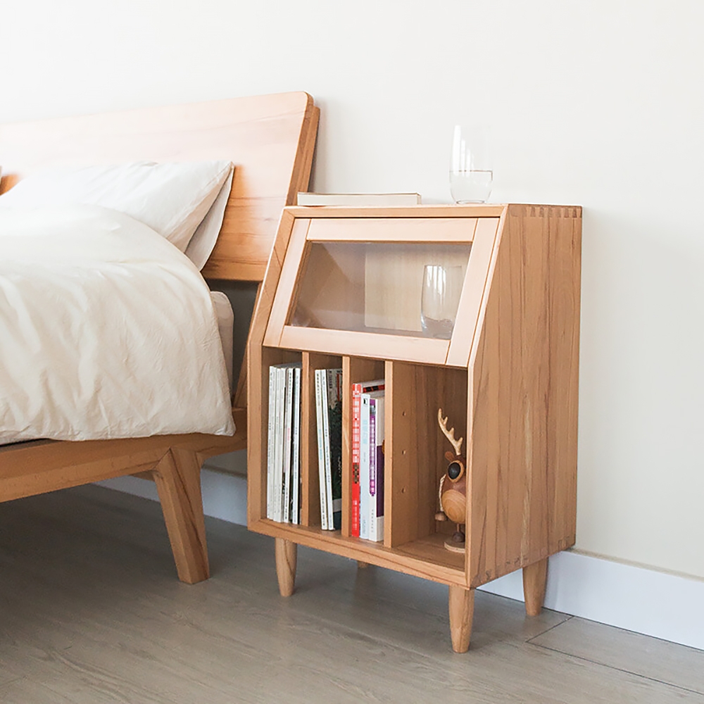 Rustic Modern End Table with Magazine Rack in Natural window image