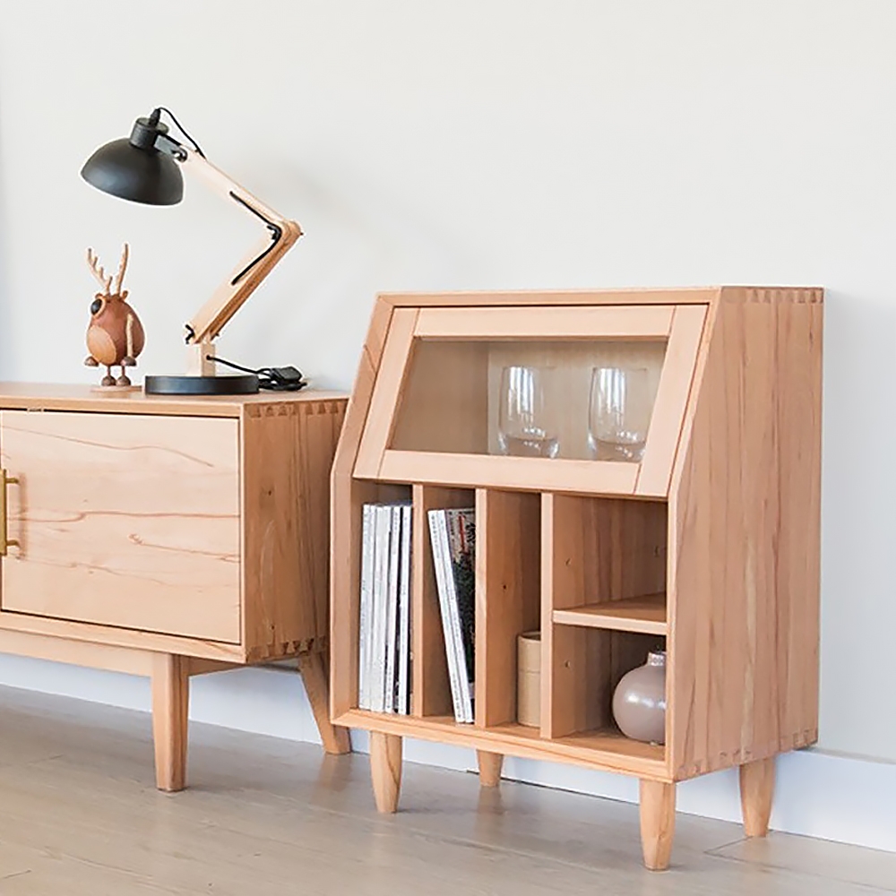 Rustic Modern End Table with Magazine Rack in Natural window image