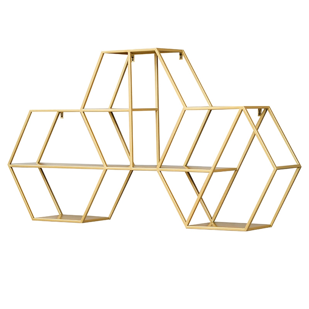 Nordic 3-Hexagon Floating Shelf Decorative Wall Shelf Metal Set window image