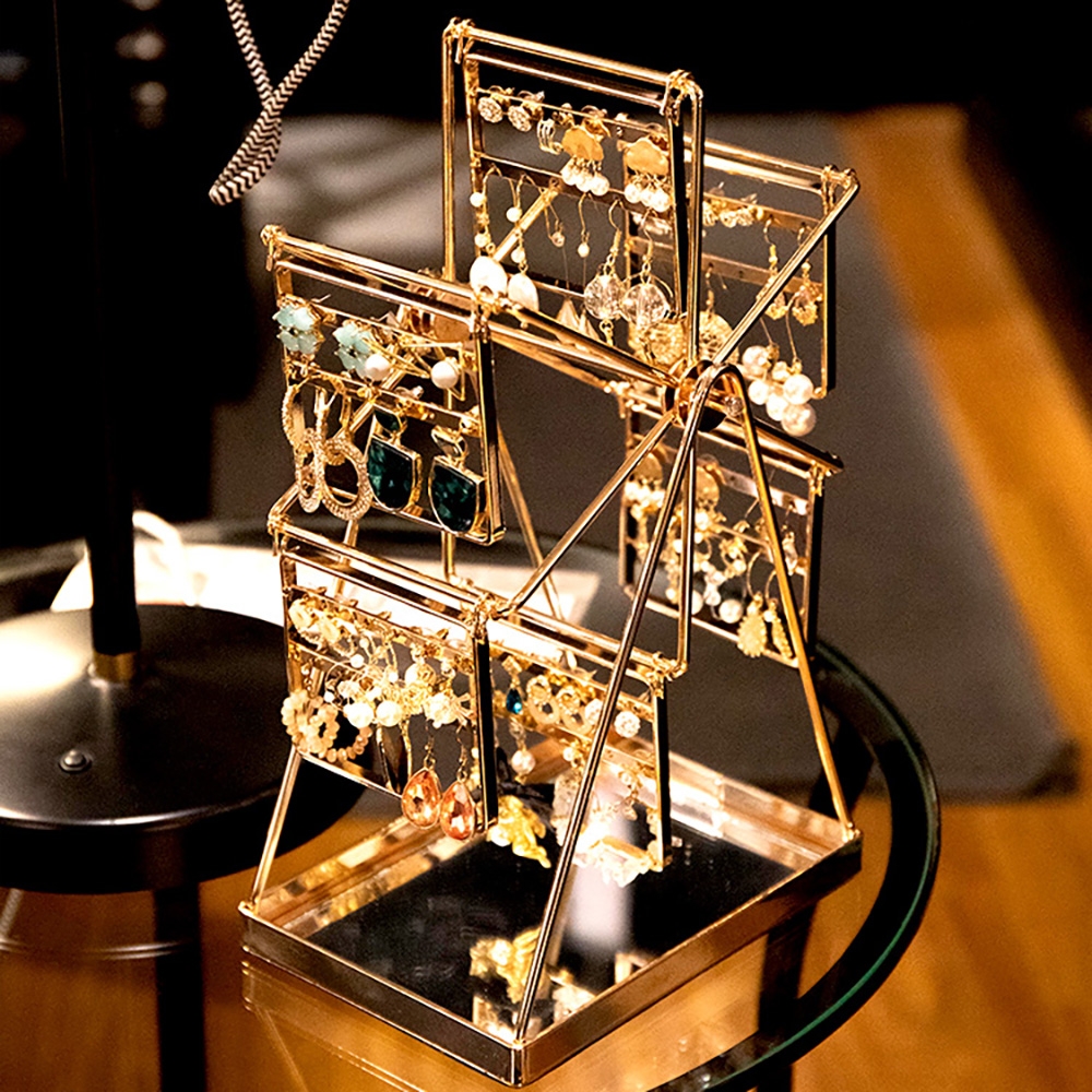 Modern Gold Ferris Wheel Jewelry Display Desk Organizer window image