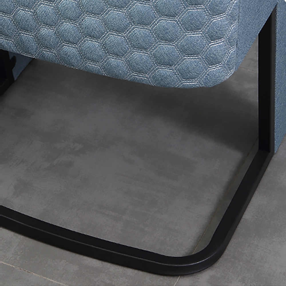 Italian Luxury Blue Nightstand 1-Drawer Fabric Bedside Table window image