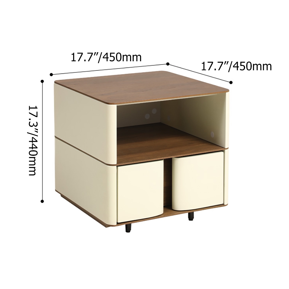 Modern Walnut End Table with Shelf & Drawer Wooden Side Table window image