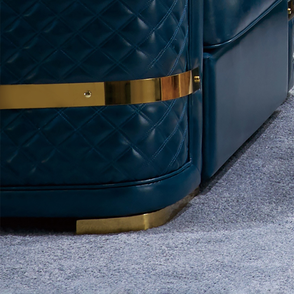 2450mm Retro Upholstered Microfiber Leather Sofa 3-Seater Luxury Sofa with Gold Base window image