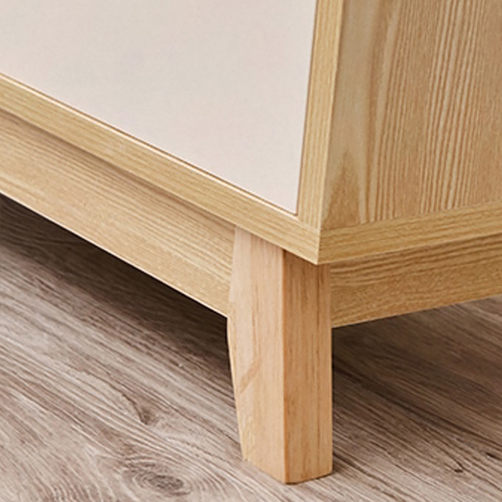 Farmhouse Upholstered Bench for Shoe Storage in Beige window image