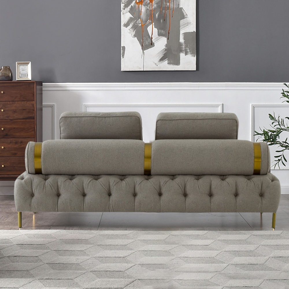 82.7" Mid-century Tufted Velvet Upholstered Sofa 3-Seater Sofa Luxury Sofa window image