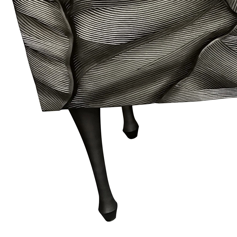 Contemporary Black Sideboard Buffet 3D Patterns 3-Door Cabinet window image