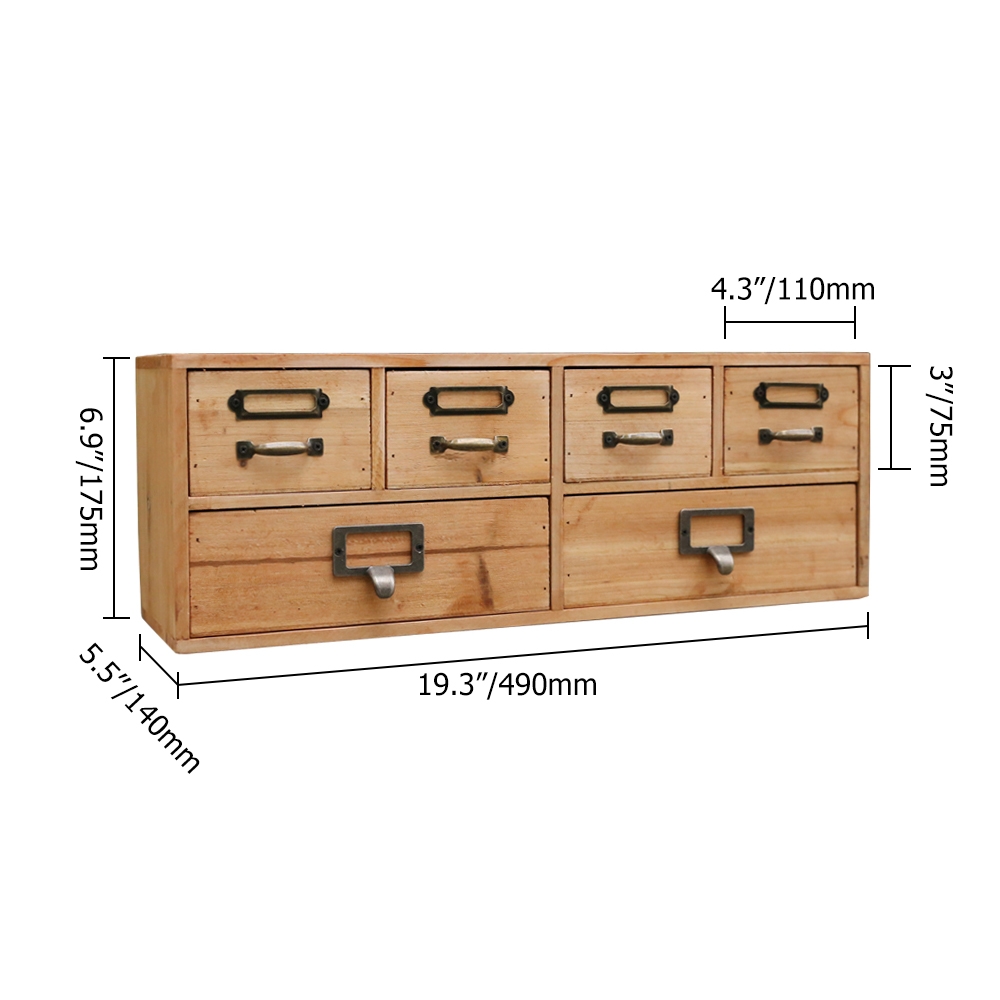 thumbnail interactive-video image 1 of Rustic Wooden Desktop Organizer Drawer – Small Storage Box For Home/Office – 25.7x25x17cm 1 of 5