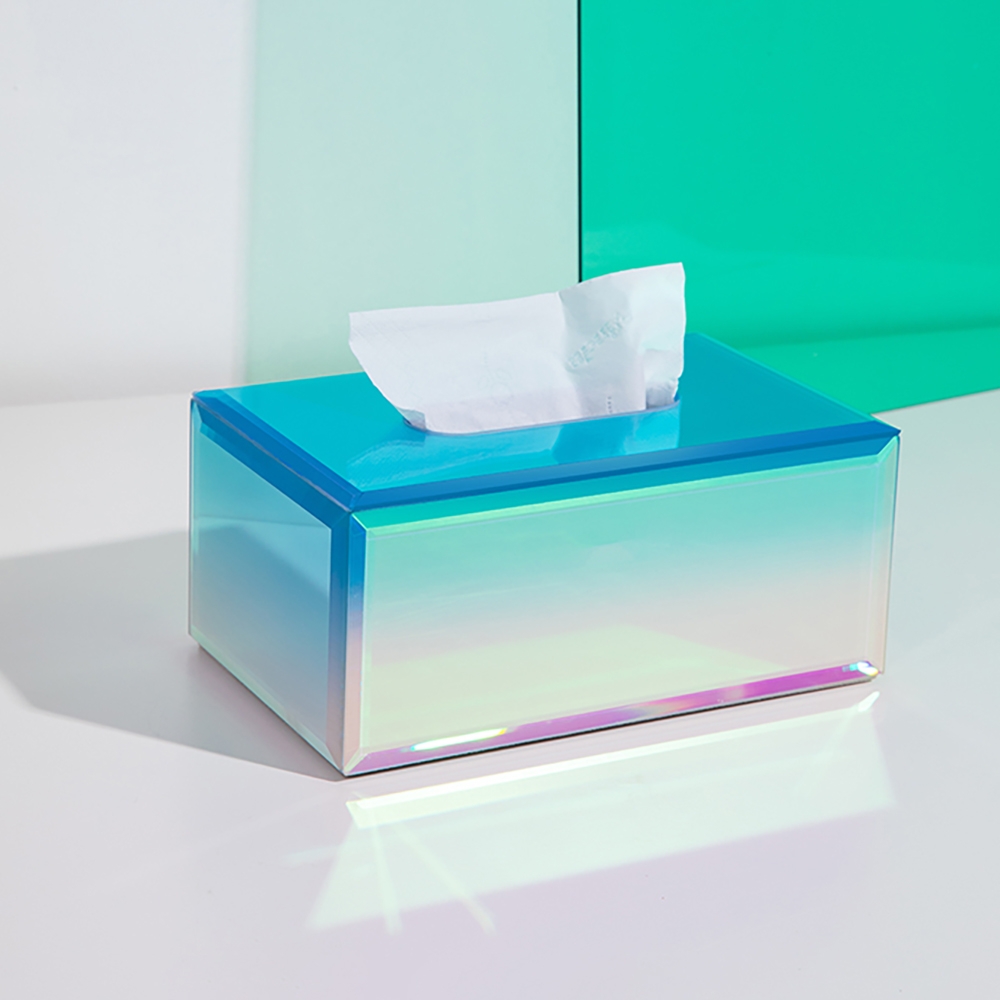 Contemporary Rectangular Desk Organizer Tissue Box Cover in Glass window image