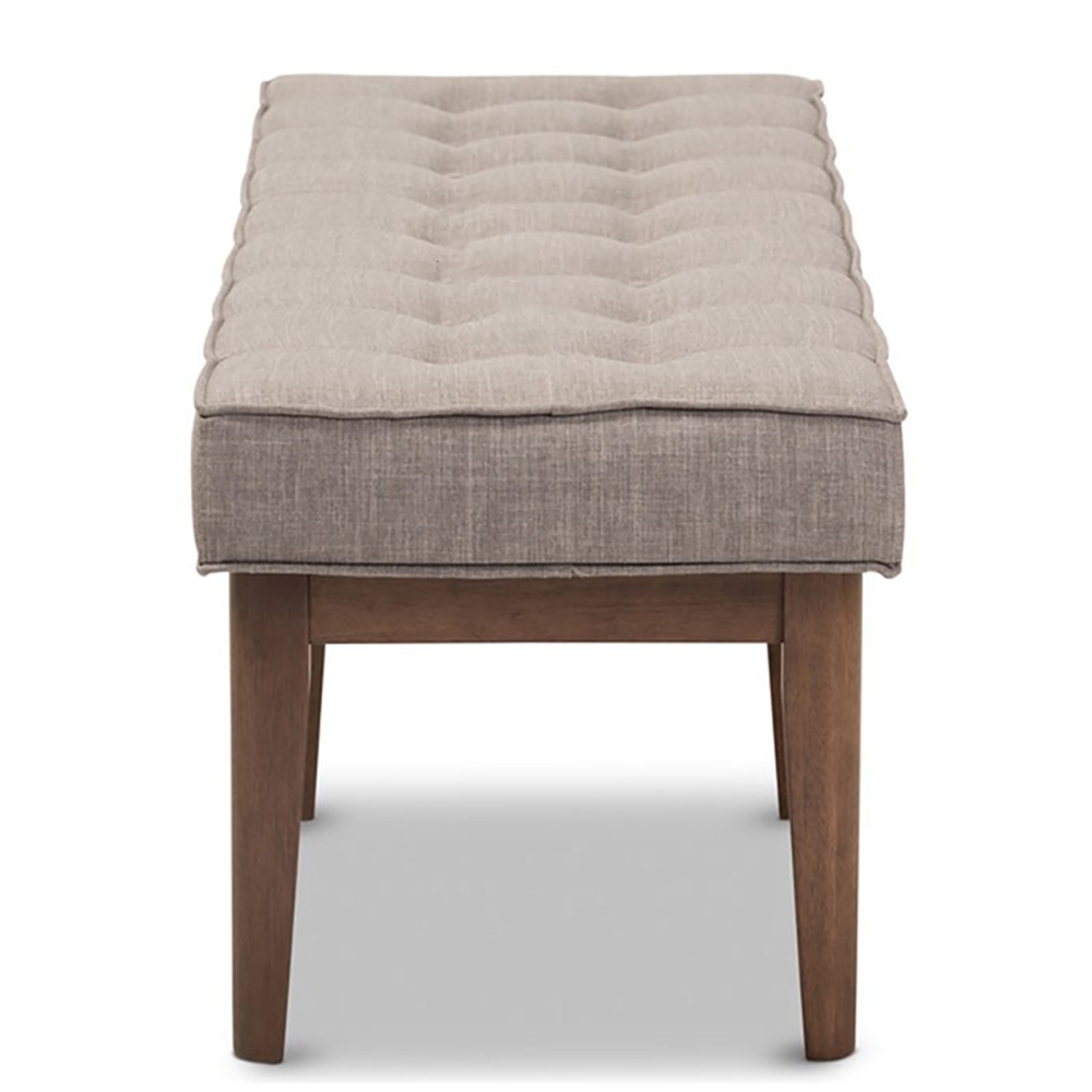 Retro Bench Linen Upholstered Bench Solid Wood Bench window image