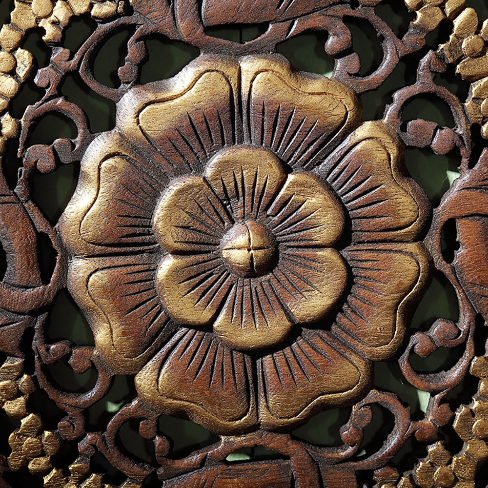 Geometric Patterns Hollow-out Wooden Carving Wall Decor Art window image