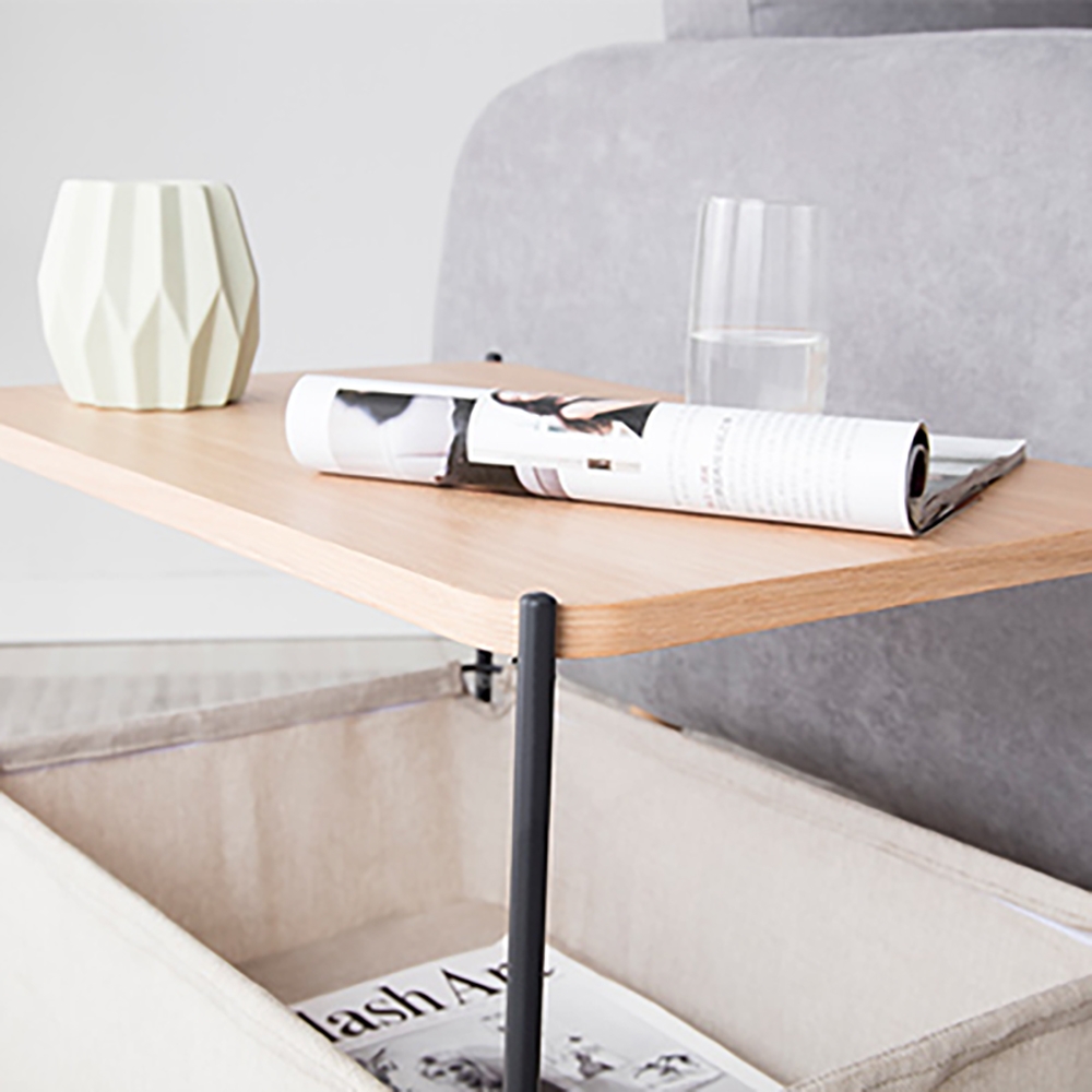 Modern Rectangular End Table with Storage Wood Top & Metal Legs Side Table window image