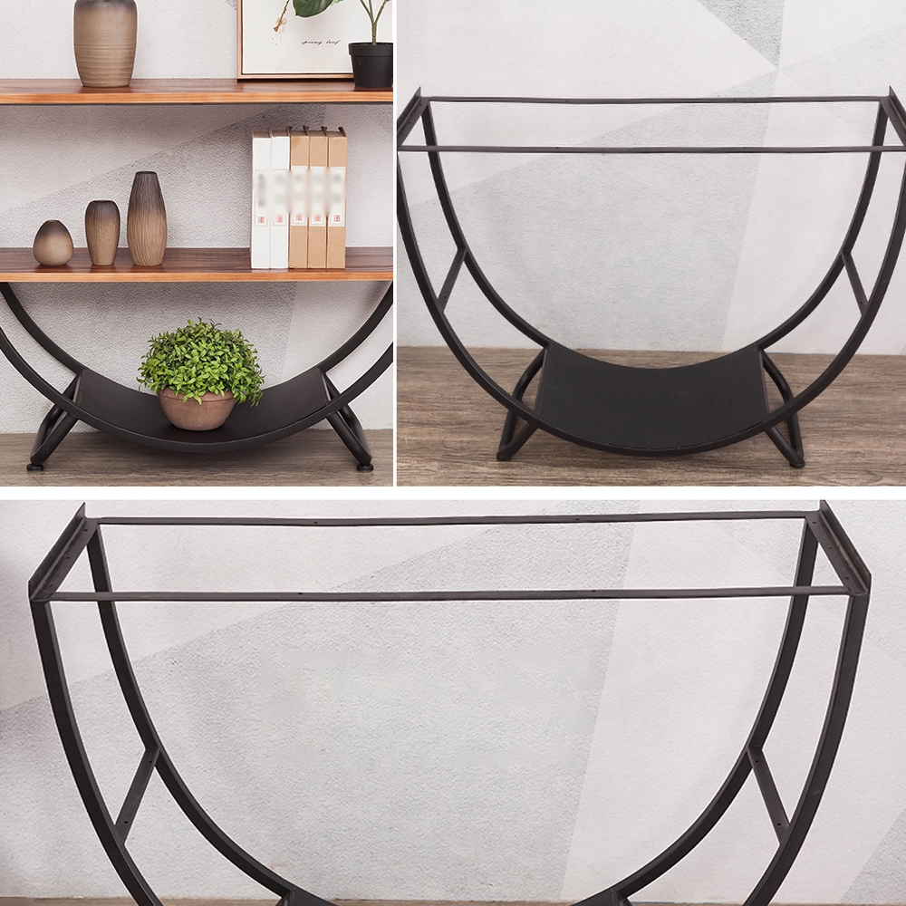 Modern Semi-Circular Side Table with Iron Frame window image
