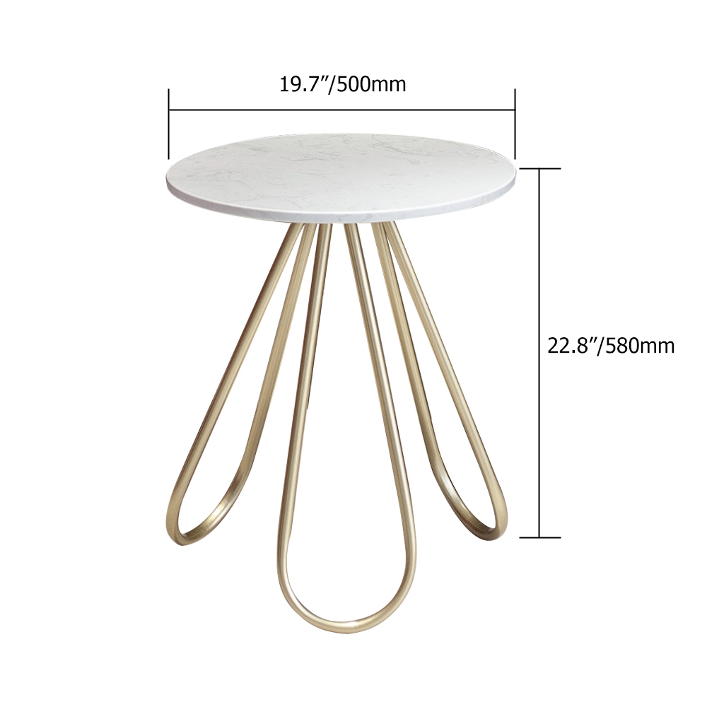 White Round Bar Table with Marble Top & Gold Base window image