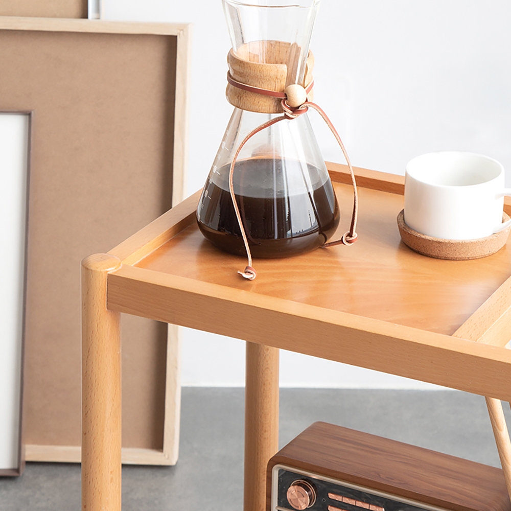 Modern 2-Tiered End Table with Shelf Wooden Side Table window image