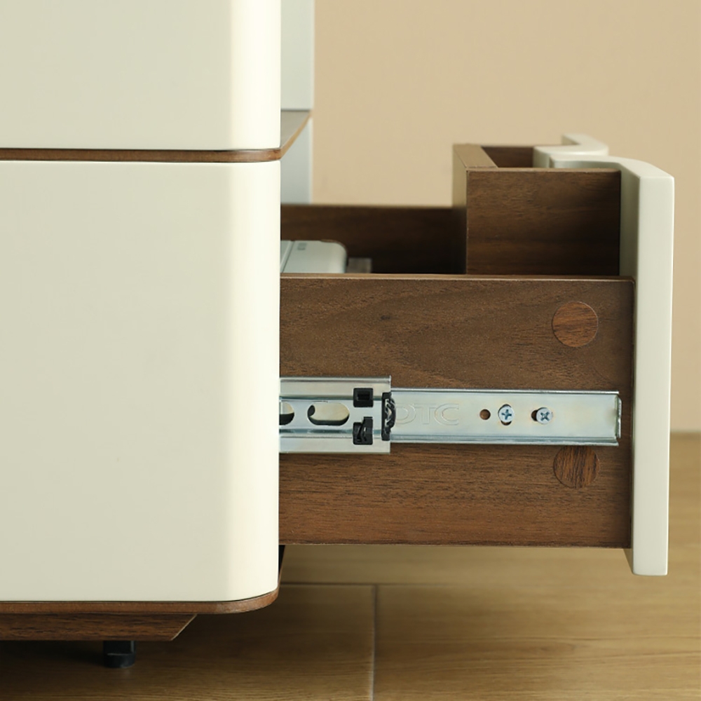 Modern Walnut End Table with Shelf & Drawer Wooden Side Table window image