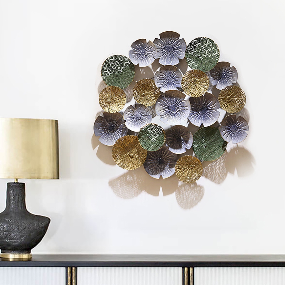 3D European Wall Decor Hanging Metal Round Flowers Art window image