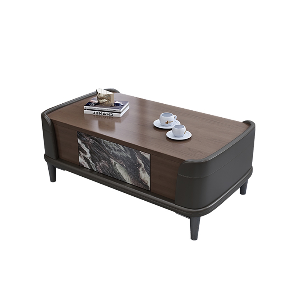 Modern Rectangular Coffee Table with Drawer Metal Legs Accent Table window image