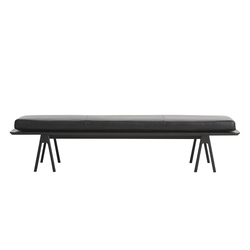47.2" Nordic Bench Black Upholstered PU Leather Bench window image