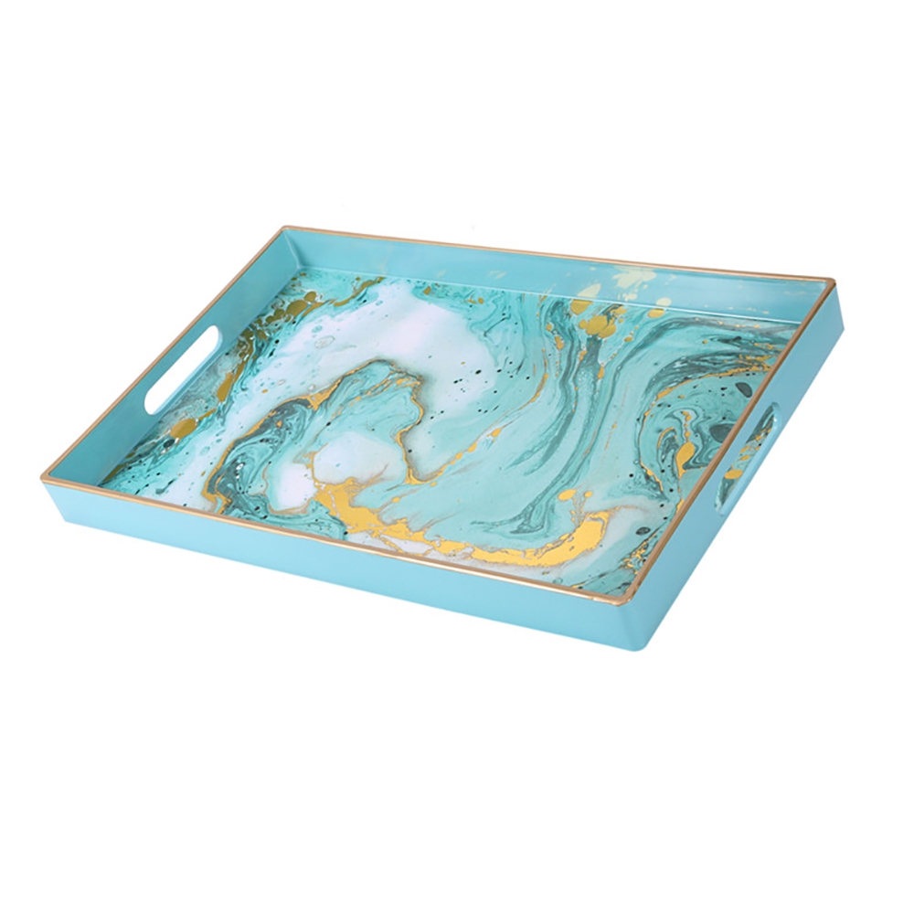 Modern Tray Desk Organizer in Metal in Blue/Black window image